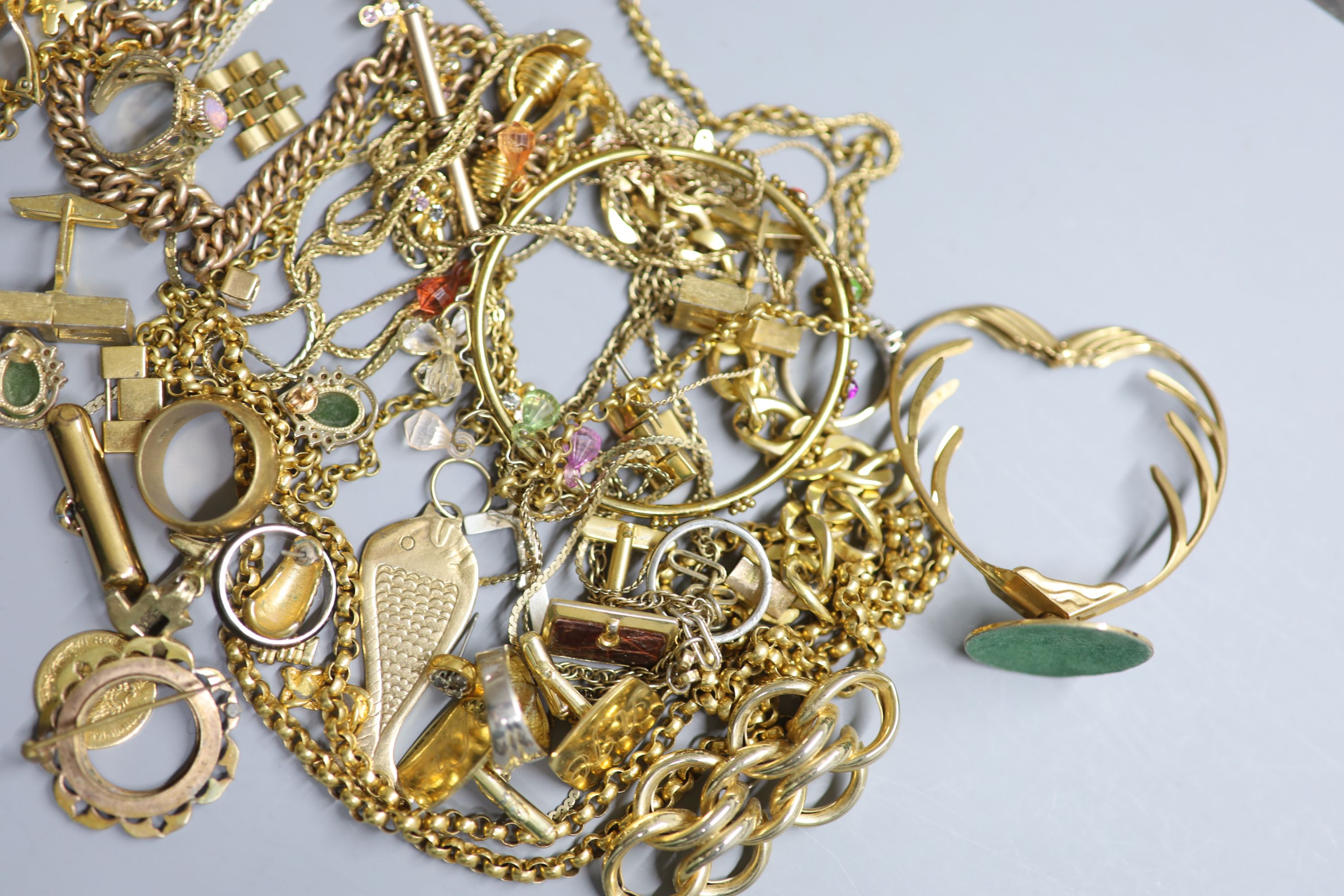 A quantity of assorted mainly costume jewellery, including gold plated albert etc.